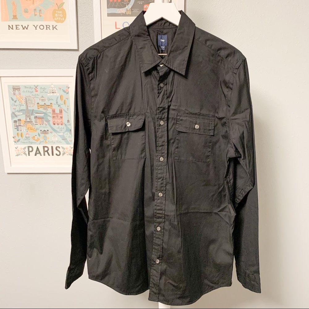 NWT Gap Black Double Pocket Shirt, XL